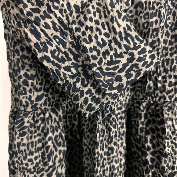 2/$30 Zara Grey Leopard Animal Print Ruffle Trim Mini Dress Size XS - Picture 8 of 11